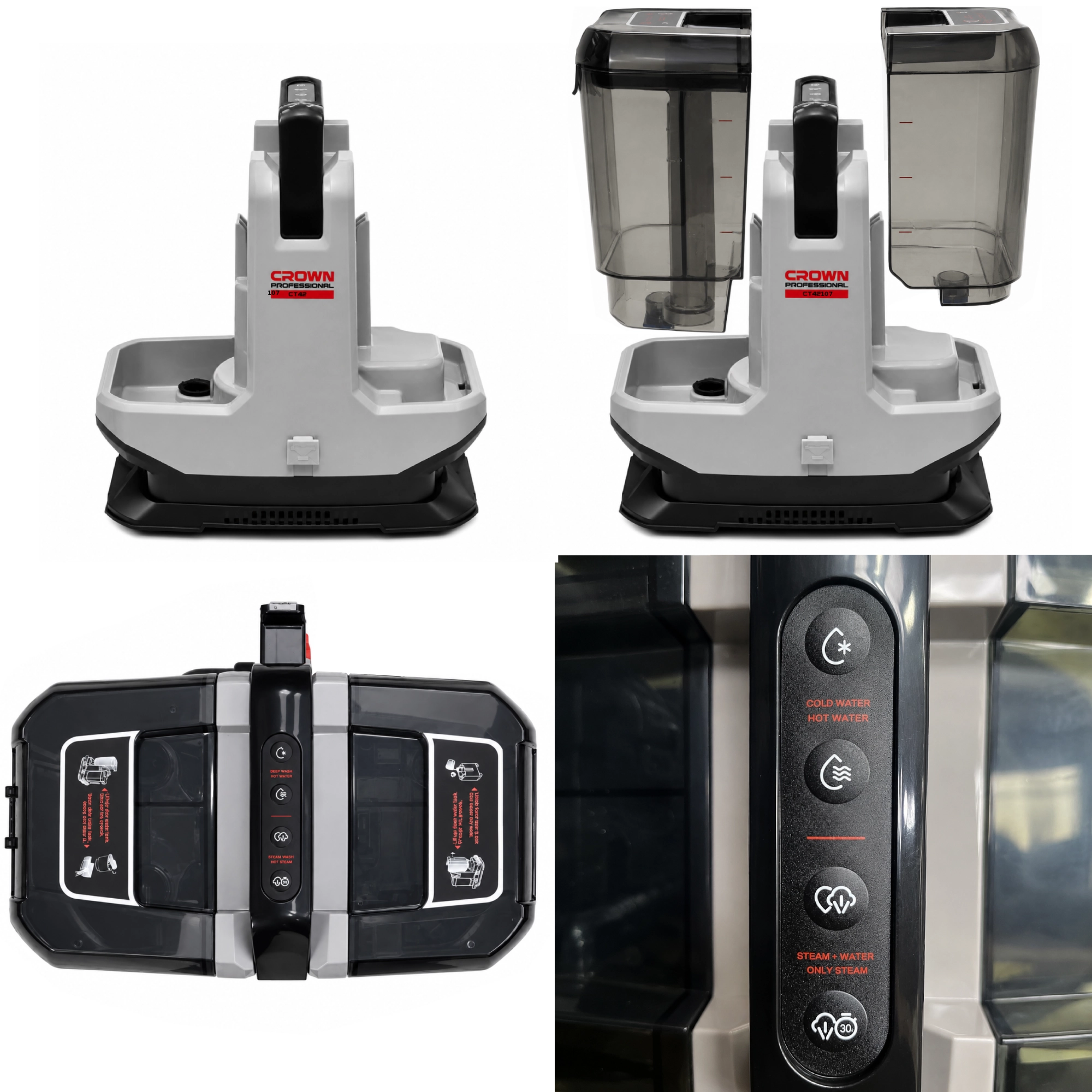 Nettoyeur à Vapeur Multifonction 3-en-1 | Injecteur Extracteur & Aspirateur Eau/Poussière (1200W/600W)