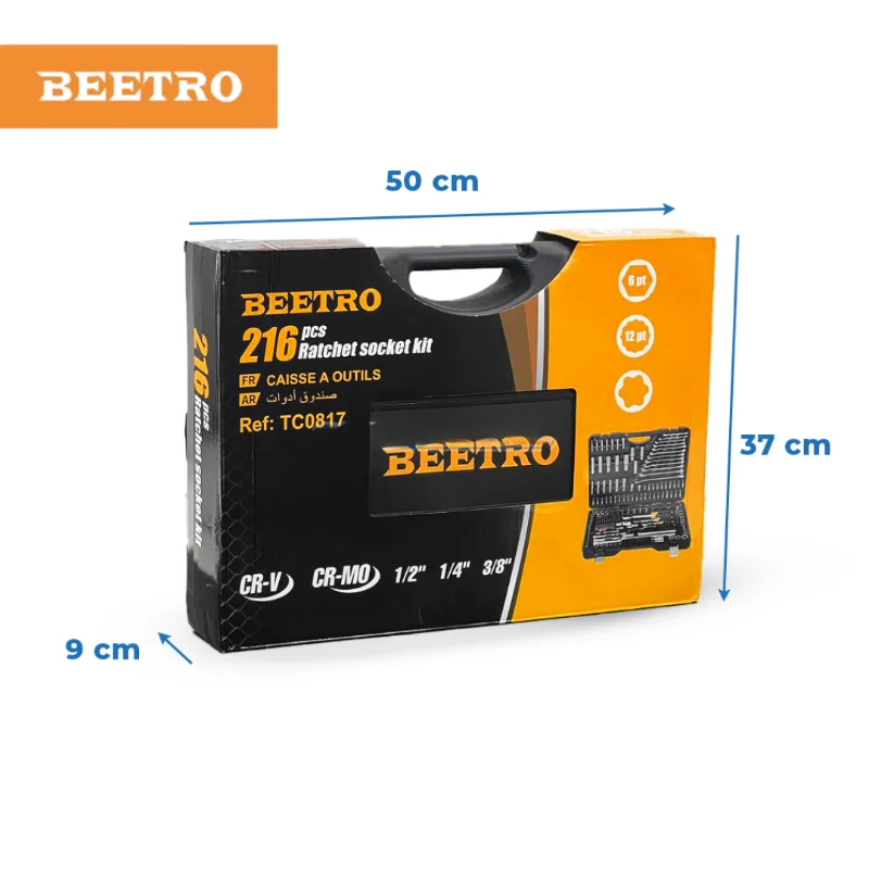 CAISSE DOUILLE + CLIQUET 216PCS